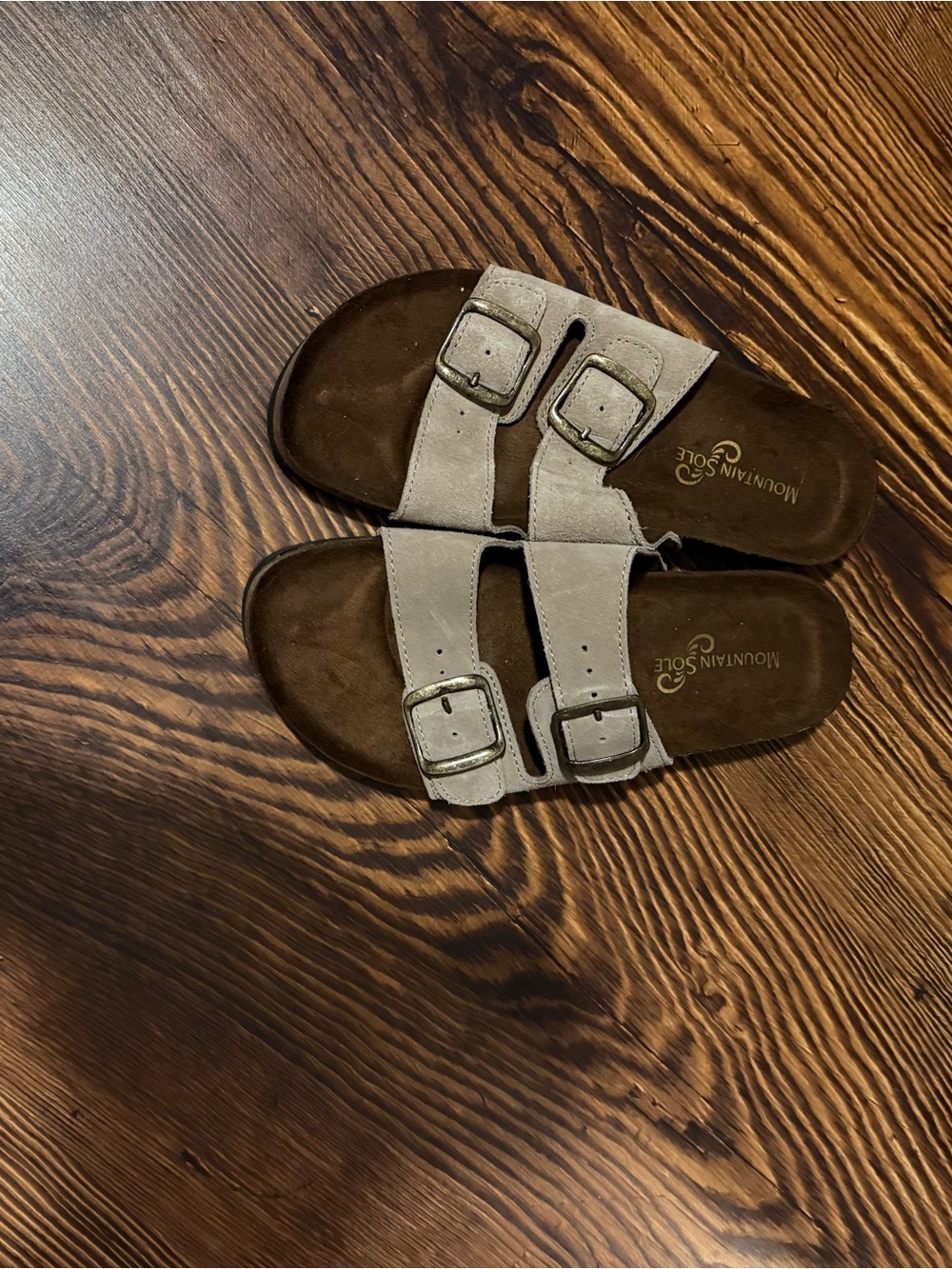 Women's Double-Buckle Slide Sandals in Beige - Mountain Soul